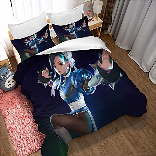 Parure De Lit Street Fighter 3 Pièces 2 Taie d'oreiller Super Doux Respirant Microfibre Hypoallergénique (200 x 200 cm,Image 01) Cover