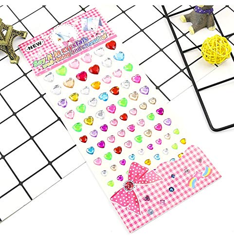 EDFOOD-AE1Pc Stiker Hati Dekorasi Berlian Kristal Batu Stiker Lembar Kreatif Anak-Anak Diy Kerajinan Seni Bahan Mainan Untuk Anak Gyh (Colorful)