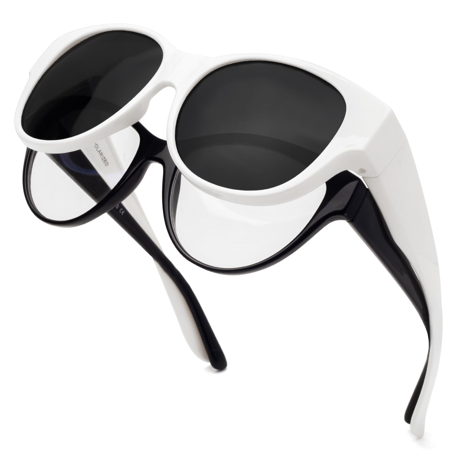 Face Shadow Polarisiert Überzieh Sonnenbrille über Normale Brille Damen UV400 Schutz, Übergroß Überbrille für Brillenträger, Ultra Leicht für Fahren, Radfahren, Sport und Freizeit