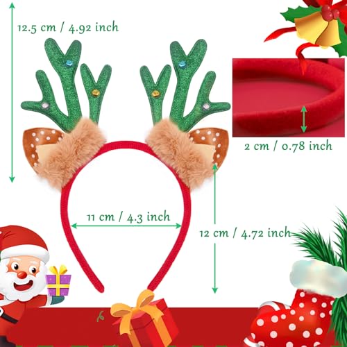 SIQUK 20 Stück Weihnachten Haarreifen Weihnachtsbrille Set, Weihnachten Stirnbänd Haarband Weihnachten Brille Rahmen Weihnachts Kopfschmuck Weihnachtsbaum für Weihnachs Party Kostüm