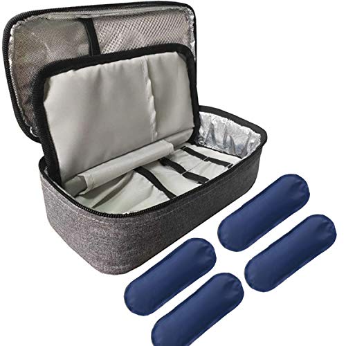 Portable and Reusable for Insulin Cooler Case with 4 Ice Pack,Diabetic Organizer Medical