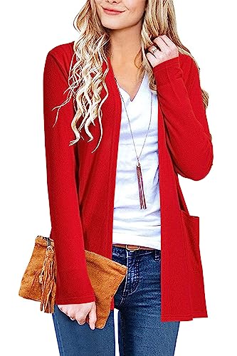 Image of ULTRANICE Cardigan Sweaters Womens Fashion 2025 Spring Lightweight Long Sleeve Casual Tops Clothes Outfits with Pockets