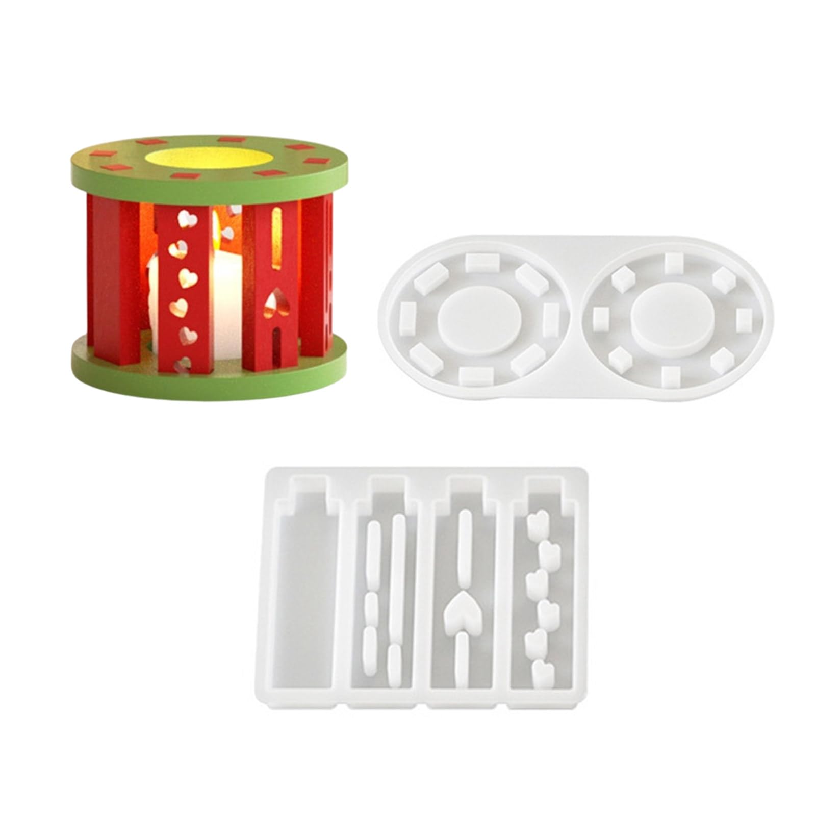 HZBB Christmas Themed Silicone Molds for Epoxy Resin Tealight Holder Silicone Candlestick Molds for Holder Decoration