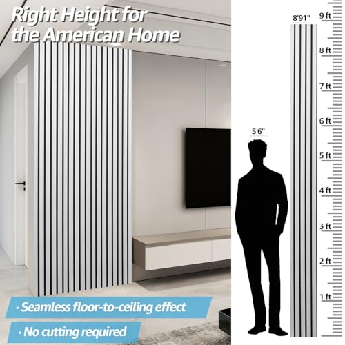 Image of Art3d 4-Pack Fluted Acoustic Wood Slat Wall Panel, 107 x 8 Inch, Silver