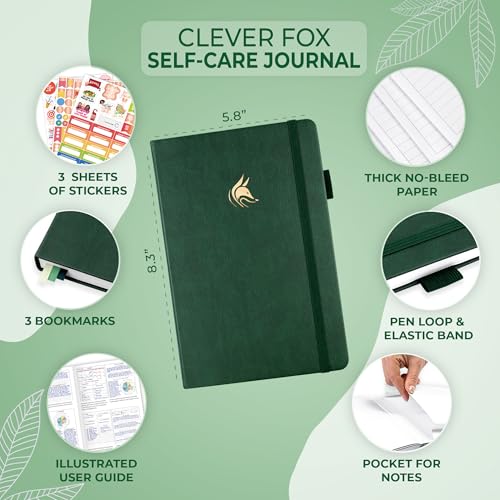 Clever-Fox-Self-Care-Journal--Wellness-Daily-Reflection-Notebook--Mental-Health-Personal-Development-Journal--Self-Care-Meditation-Mood-Journal-for-Women-Men--A5-Size-Forest-Green