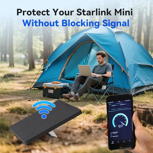Image of Starlink Mini Protective Cover Case, Hailproof Liquid Silicone Protective Case for Starlink Mini Dish, Starlink Minis Accessories Waterproof Shockproof Portable for Outdoor Camping, Black