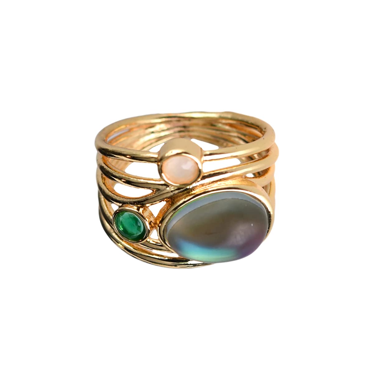 Multilayered Stone Studded Ring Set