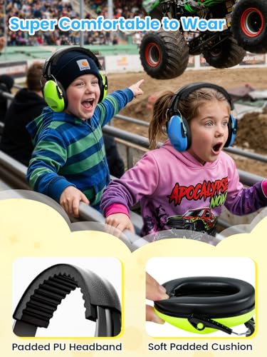 Image of Dr.meter Noise Cancelling Headphones For Kids 2PACK, 27.4SNR Kids Ear Protection Ear Muffs for Toddler Hearing Protection, Noise Reduction Earmuffs for Monster Jam, Autism Sensory, Focus, Fireworks