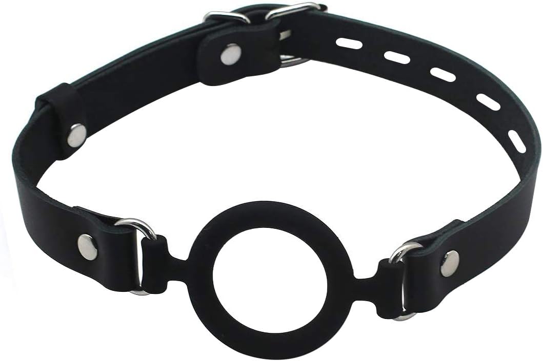 ANKANG Open Mouth Gag O-Ring Gag Restraints, Head Harness Restraint Mouth O-Ring Gag Oral Fixation, Adjustable Strap