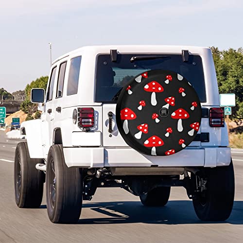 Image of Delerain Spare Tire Cover with Backup Camera Hole Mushroom Wheel Covers Waterproof Dust-Proof UV Sun Universal Fit for Jeep Trailer RV SUV Truck (18 Inch for Diameter 32 inch-34 inch)