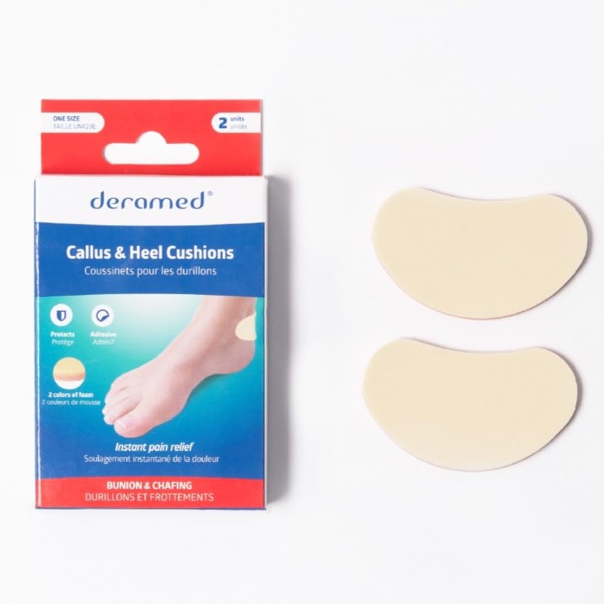 DERAMED Callus and Heel Cushions for Pain Relief with Soft Foam Hypoallergenic Adhesive and Smooth Mylar Top-image-45