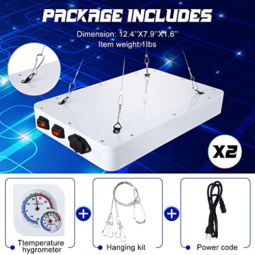 2 Pack 1000W Led Grow Lights For Indoor Plants Full Spectrum, Plant Growing Lamps With Veg & Bloom & Veg-Bloom 3 Modes, Daisy Chain And Temperature Hygrometer For Indoor Grow Tent Plant Veg And Flower #TOP1