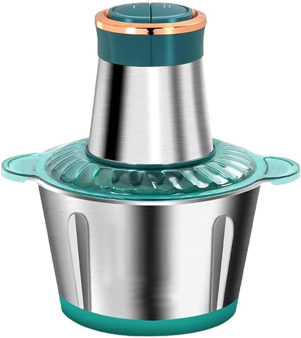 Food Chopper, 2L Stainless Steel Electric Meat Grinders, Food Processor with 4 Sharp Blades for Baby Food, Meat, Nuts, Onion, Vegetables Easy Cleaning Automatic Electric Food (2L) _Green-image-9
