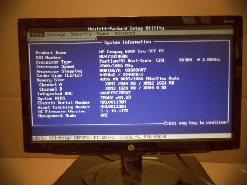 Image of Hewlett Packard 6000 PRO SFF E85004 GB 250 GB DVDRW W7P 64 VS744UT#ABA