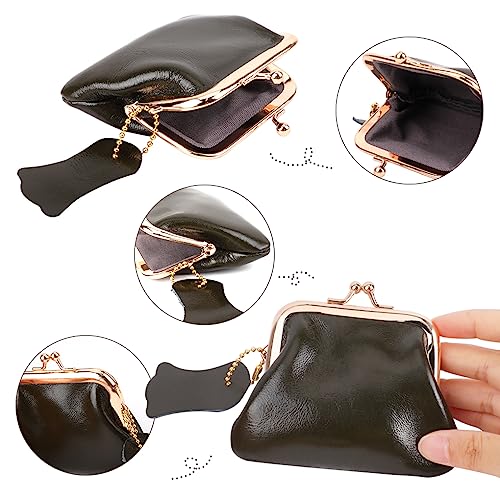 Oyachic Leather Coin Purse Cash Holder Cable Makeup Organizer Change Pouch Wallet Bag Clutch with Clasp for Men Women (Green)2