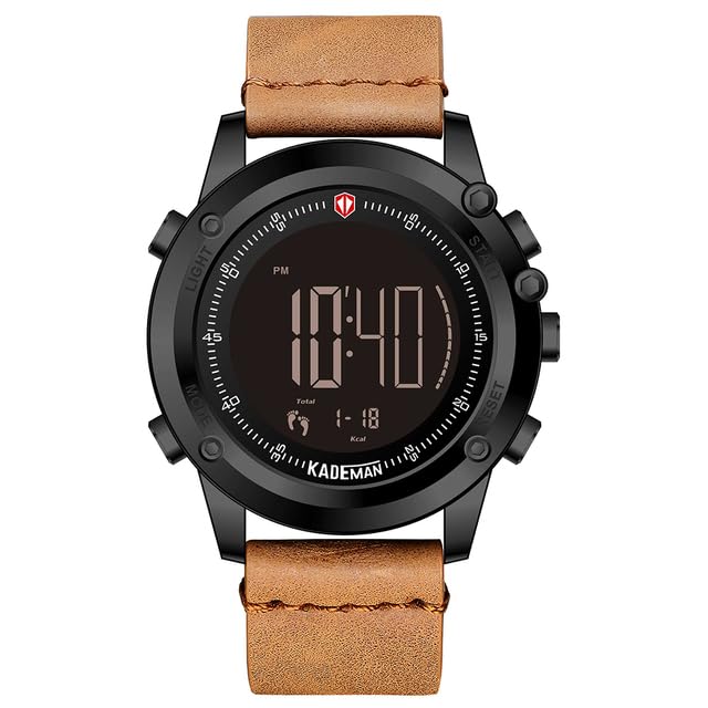 GenericWatchAE - KADEMAN Тоρ Brand Luxury Fashion Style Men's Sports Watch Step Counter Digital Display Multifunction 3ATM Steel Strap gift