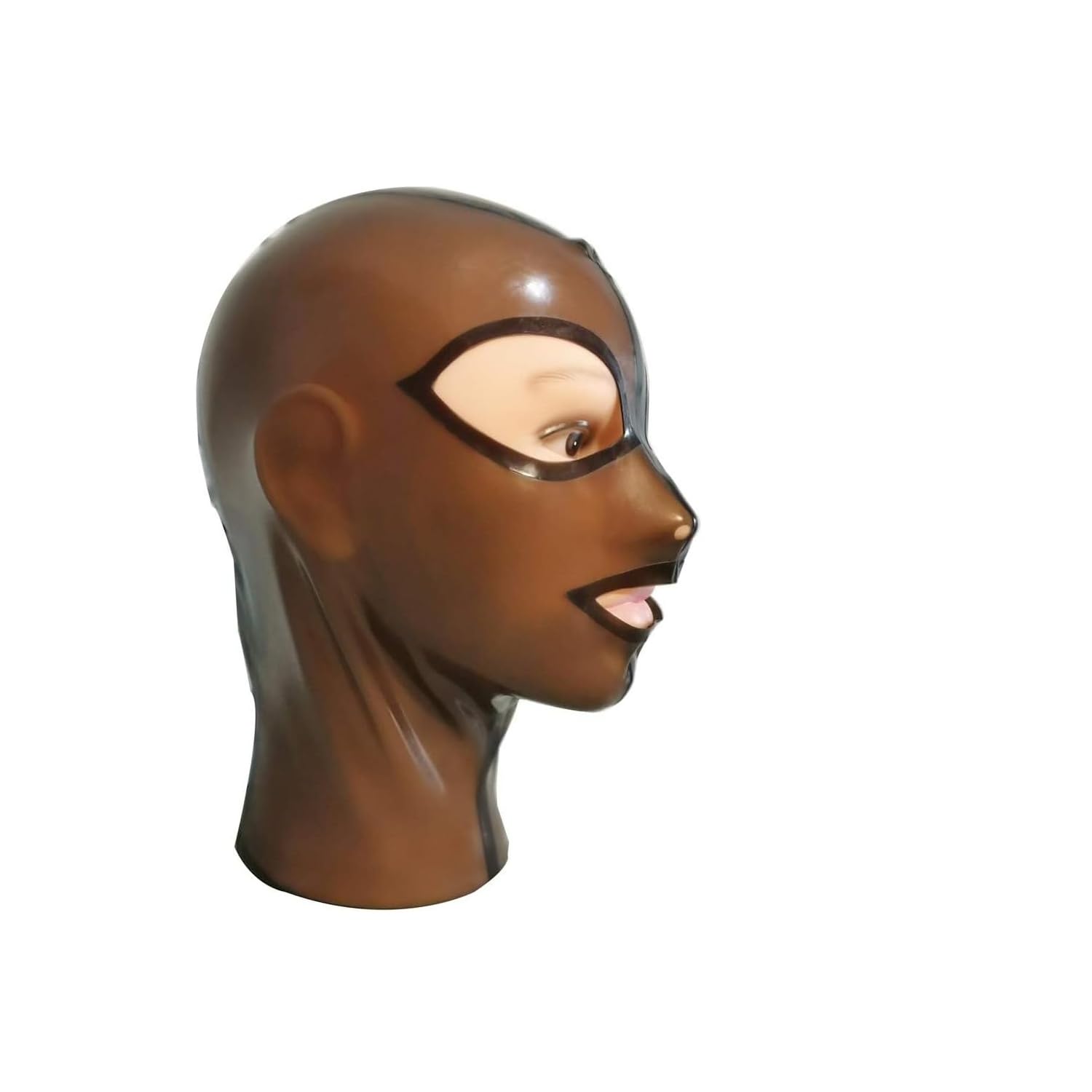 Kangxinsheng Transparent Black Latex Hooded Masks,Natural Rubber Hood with Back Zipper,Suitable for Novelty Latex Cosplay Club Costumes M - Image 4