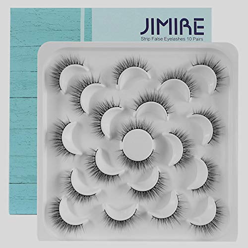 JIMIRE Natural False Eyelashes Fluffy 3D Eyelashes Used as Both Top and Bottom Lashes 10 Pairs