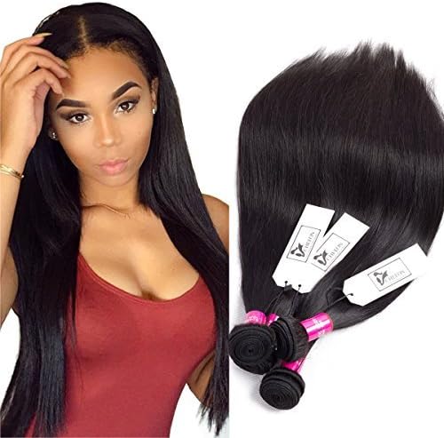 CHEEON 8A Malaysian Virgin Hair Straight 3 Bundles Deals 12 14 16 Inches 100% Unprocessed Human Hair Bundles Weave 300g Natural Black Can be Dyed