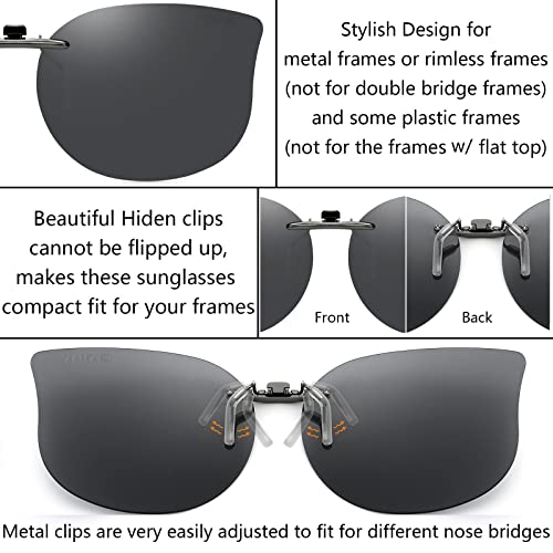 CAXMAN Cat Eye Clip On Sunglasses for Women Polarized Lens Compact Fit Non Flip Up3