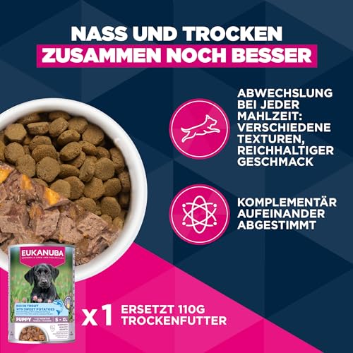 Eukanuba Welpenfutter mit frischem Huhn für große Rassen, Premium Trockenfutter für Junior Hunde, 15 kg
