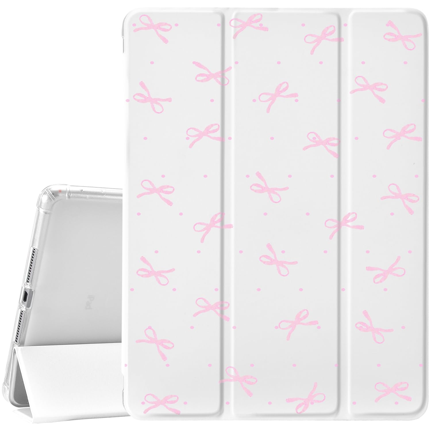 JOYLAND Pink Bow for iPad Air 4th/Air 5th (2020/2022) 10.9 Inch case,with Pencil Holder-Premium Shockproof Case with Soft TPU Back Cover & Auto Sleep/