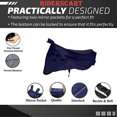 Image of Riderscart 100% Waterproof, Dustproof & UV Protection Bike Cover with Mirror Pocket and Storage Bag Body Covers for Hero Hunk - Blue
