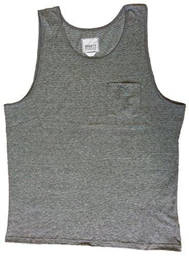 Trinity Collective Men's Tank Top, Pocket on Front (Grey Striped) (X-Large)