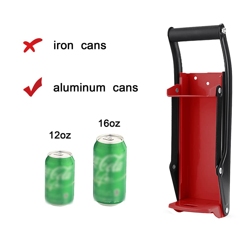 Frantoio per lattine e apribottiglie, strumenti di riciclaggio per il riciclaggio di lattine di soda e birra in alluminio da 500 ml (rosso)