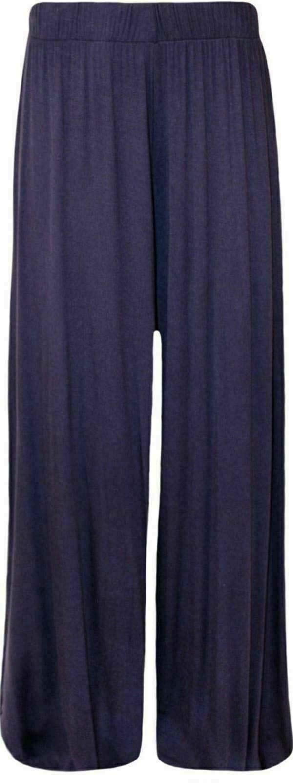 Trendyfashion Women's Navy Palazzo Wide Leg Flared Elasticated Stretch Plus Size Plain Trousers Sizes 8-26 Casual Trouser