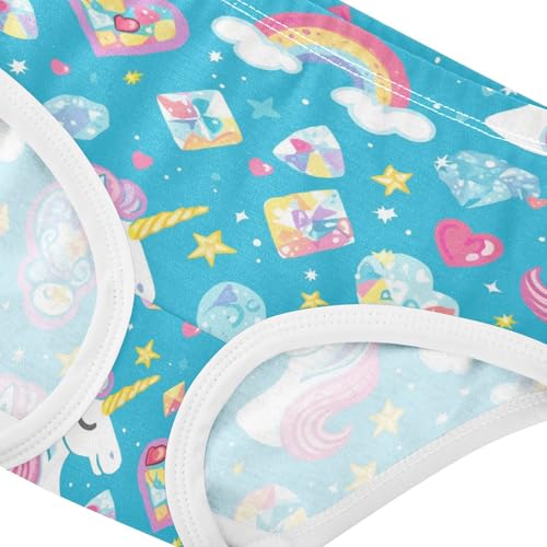 Wusikd Unicorns Head Hearts Girls' Underwear Cotton Diamonds Rainbows Girls Briefs Soft Toddler Underwear 2T4