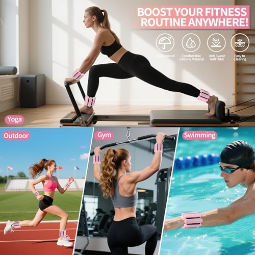 Image of Wrist Weights - Adjustable Ankle Wrist Weights for Women & Men - Set of Weighted Bangles 2 lbs (1 lb Each) | Arm and Leg Weights for Pilates, Yoga, Running & Walking