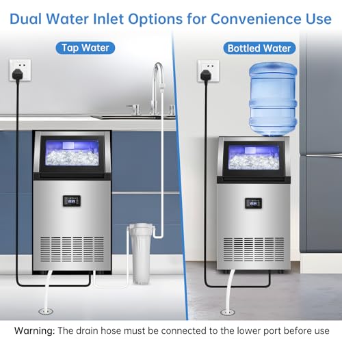 Image of 200LBS Undercounter Commercial Ice Maker, Under Counter Built-in Freestanding Commercial Ice Machine, Adjustable Ice Maker, Dual Water Ice Machine - for Bar, Restaurant, Cafe, Hotel