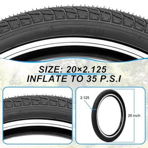 Kids Bike Tires and Tubes Set: 2-Pack 16×1.95/20×2.125 Inch