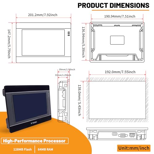 Image of CNCTOPBAOS 7 Inch Wecon IN1071 HMI Human Machine Interface,PI Studio Industrial Display Screen TFT Touch Screen with RS232 /422 /485 Serial Port,USB 24VDC 128MB Flash 64MB RAM for Industrial Automation