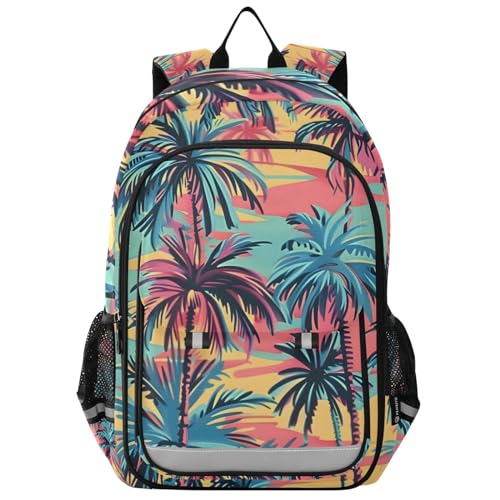 senya Mochila escolar para faculdade, mochila de viagem, mochila moderna, mochila antifurto, bolsa de ombro feminina e masculina, Palmeira havaiana colorida, One Size