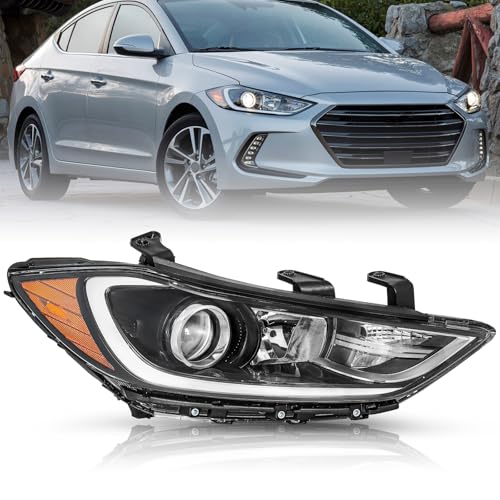 TUSDAR Fits For 2017 2018 Hyundai Elantra without DRL Headlight Assembly 17 18 Elantra Headlamp 92101F3000 92102F3000 HY2502206 HY2503206 Passenger Side Not fit GT Models