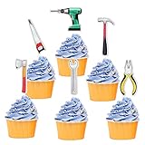 18pcs Tool Cupcake Toppers, Boys Men Birthday Cake Picks,Tools Theme Dessert Food Decors,Father’ Bir