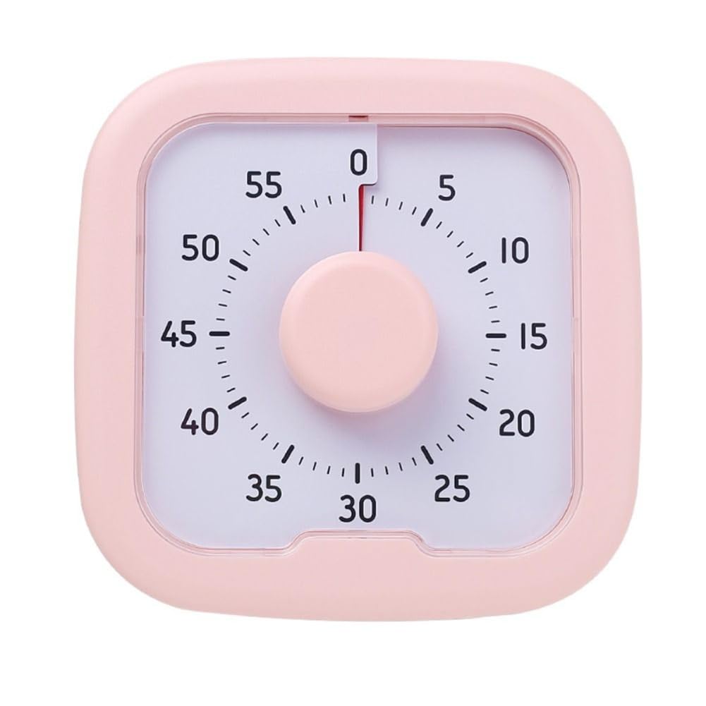 Rinteea Pink Silent Visual Timer 60-Minute Stopwatch Alarm Clock Countdown Timer With Stand Visualization Kitchen Cooking Timer