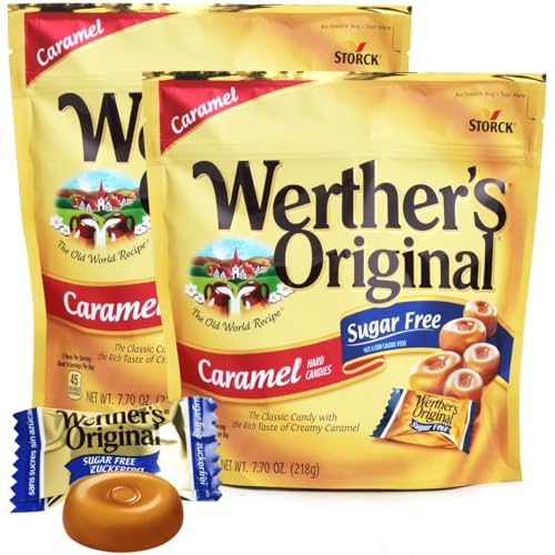 Original Caramel Hard Candies, 2 Pack of Individually Wrapped Sugar Free Hard Candy 7.7oz Each, Ideal Hard Candy for Holiday Treats, Perfect Caramel Candy for Sharing or Stocking Up - image 1