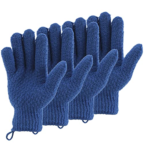 2 Pairs Bath Exfoliating Gloves for men and women â€“ CLEEDY 4 Pcs Heavy and Large Exfoliating Gloves Scrubbing for Shower, Spa, Massage - Scrub Exfoliating Mitts for Body, Face, Hand and Foot (blue)