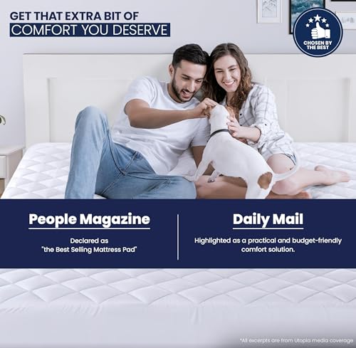 image for Utopia Bedding 2 Pack Quilted Fitted Mattress Pad, King Size, Elastic 