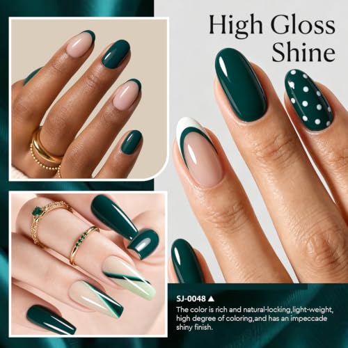 Image of AZUREBEAUTY 18ML Dark Green Gel Nail Polish | Pure Deep Green Soak Off UV /LED Gel Polish for French Tips, High Gloss Solid Green Nail Art Gel for DIY Manicure Salon Use