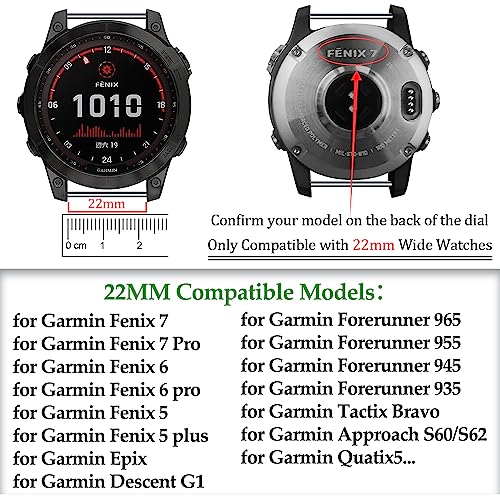 EZMVZKU 22mm QuickFit Metal Strap for Garmin Fenix E/Fenix 8 AMOLED 47mm/7/7 Pro/6/6 Pro/5/5 Plus,Stainless Steel Watchband for Forerunner 965 955 945 935/Approach S62/S60/epix Pro 47MM/Descent G1 - Image 2
