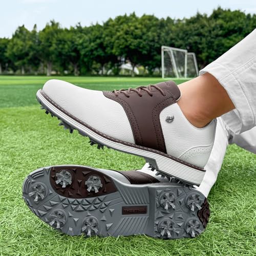 Image of Spikes Golf Shoes Men Professional Golf Shoes Waterproof Walking Footwears for Golfers Outdoor Gym Sneakers