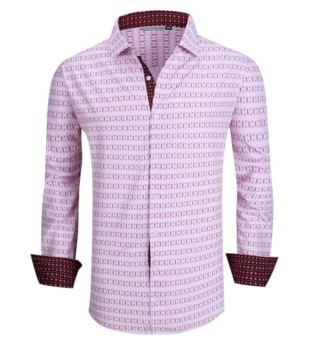 Alex Vando Mens Printed Dress Shirts Long Sleeve Regular Fit Button Down Shirt