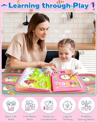 gojmzo busy board montessori toys for toddler girl birthday gifts busy book sensory toys for toddlers learning educational toddler travel activities