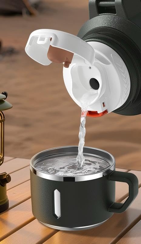 85oz (2.5L) Stainless Steel Vacuum Insulated Thermos, Large Insulated Travel Water Jug & Coffee Thermoses with Handle and Cup for Hiking, Fishing (85, Fluid Ounces) - Image 6