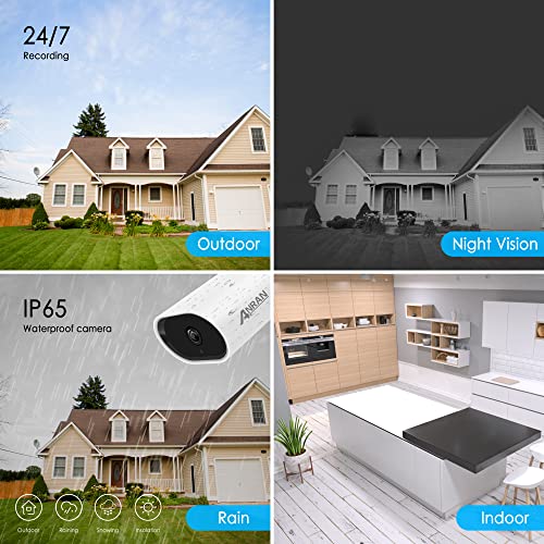 2Mp Wired Outdoor Home Security Camera With Power Supply, Compatible With Anran 8Ch Hd Wifi Wired Security Camera System, Ip65 Waterproof, Super Night Vision, #TOP7