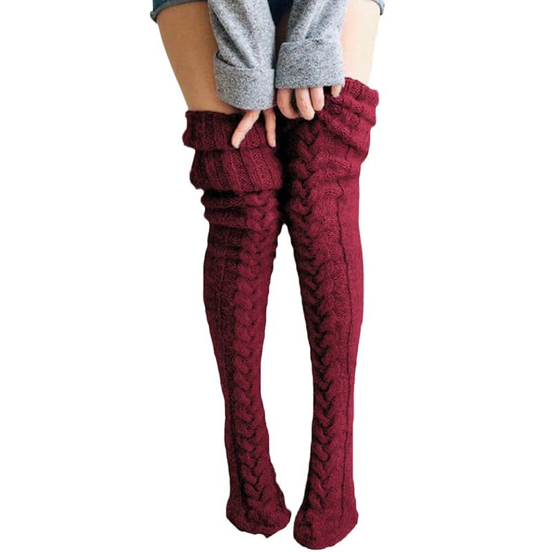 Calcetines Largos Bonitos Calentadores de piernas de Punto de Lana Medias de pie otoño Invierno Mujer hasta la Rodilla Ocio Suelto(White,105CM)